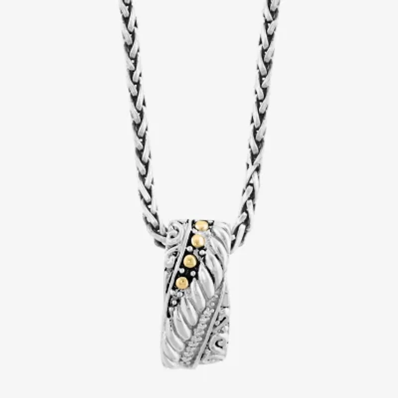 Effy Final Call Womens Diamond Accent Natural White Diamond 18K Gold Sterling Silver 18 Inch Pendant Necklace