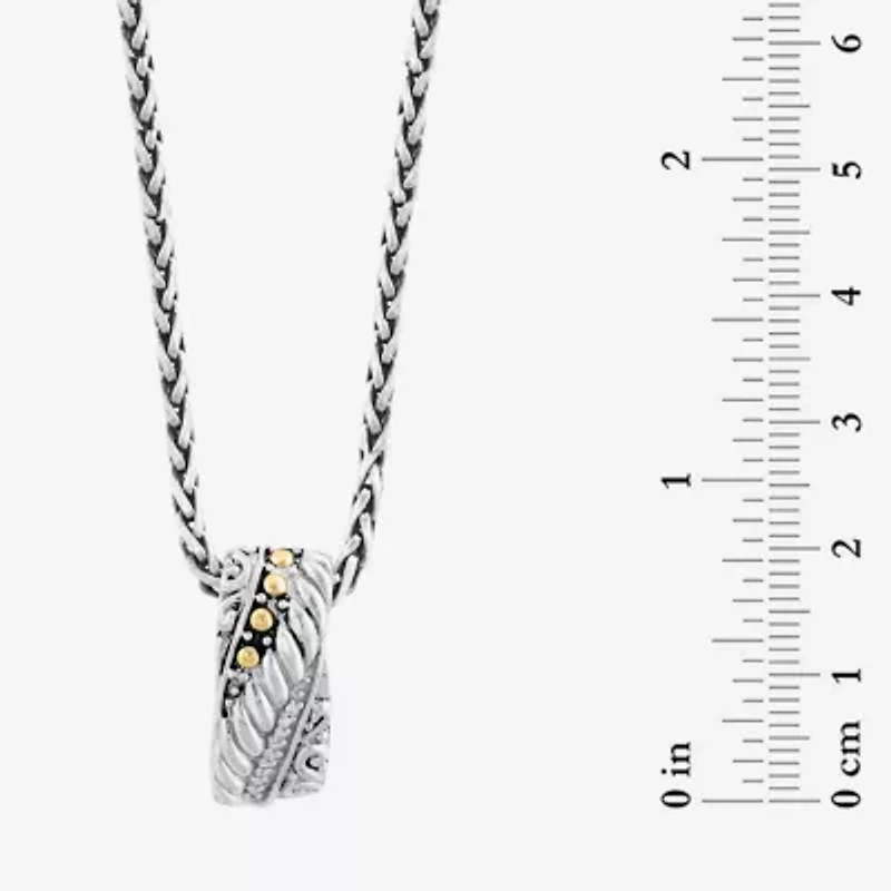 Effy Final Call Womens Diamond Accent Natural White Diamond 18K Gold Sterling Silver 18 Inch Pendant Necklace