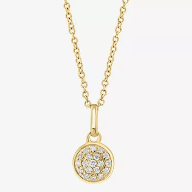 Effy Final Call Womens 1/10 CT. T.W. Natural White Diamond 14K Gold Over Silver Round 18 Inch Pendant Necklace
