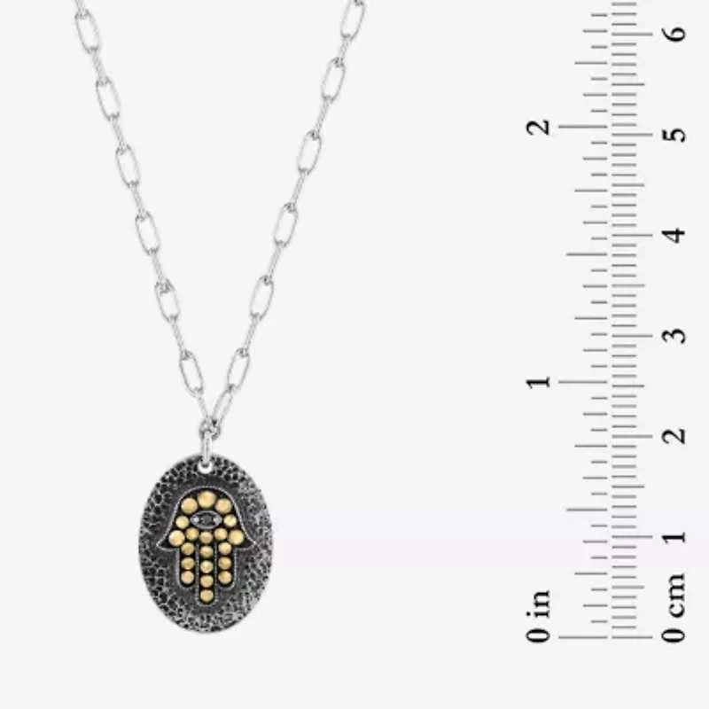 Effy Final Call Womens Diamond Accent Natural Black Diamond 18K Gold Sterling Silver Hamsa 27 Inch Pendant Necklace