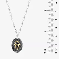 Effy Final Call Womens Diamond Accent Natural Black Diamond 18K Gold Sterling Silver Hamsa 27 Inch Pendant Necklace