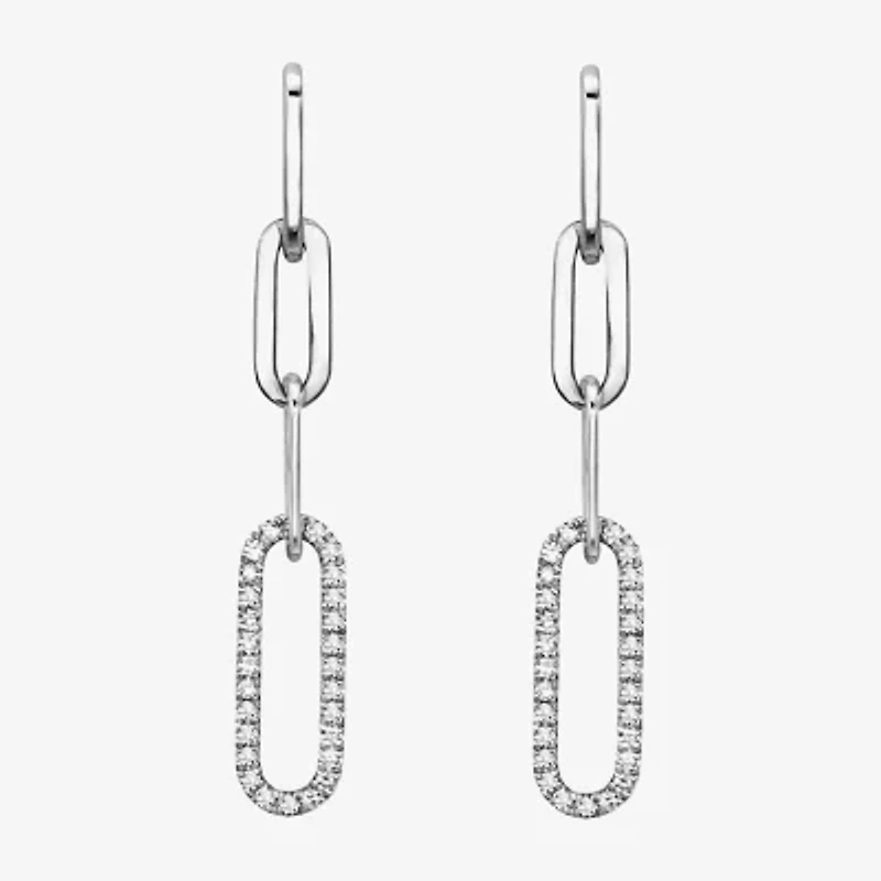 Effy Final Call Womens 1/5 CT. Natural White Diamond Sterling Silver Drop Earrings