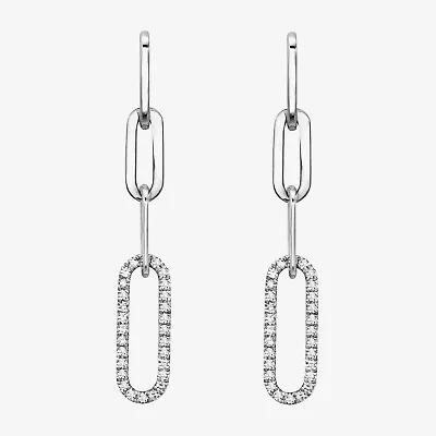 Effy Final Call Womens 1/5 CT. Natural White Diamond Sterling Silver Drop Earrings