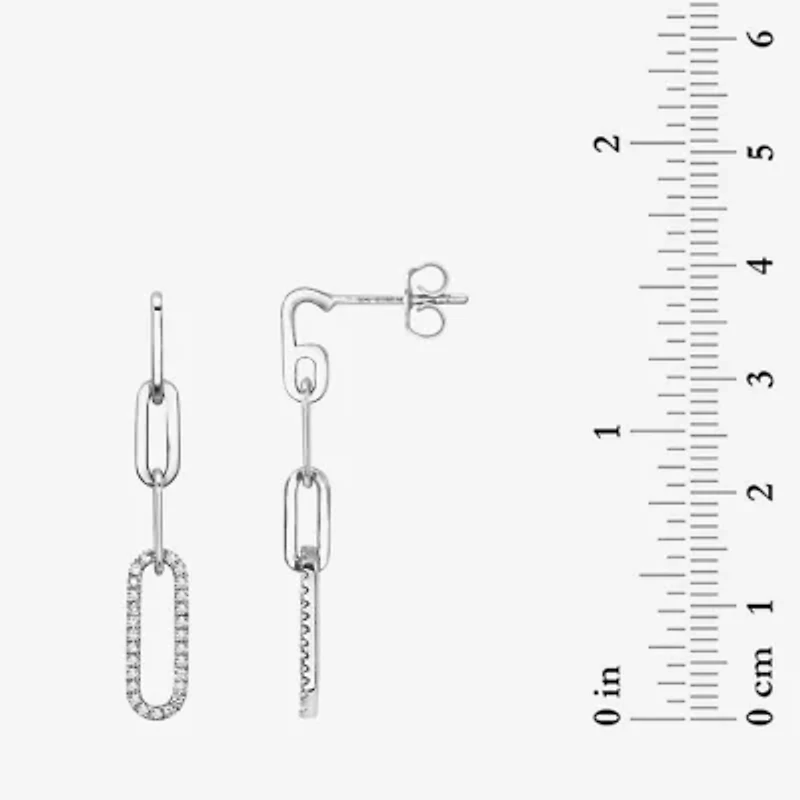Effy Final Call Womens 1/5 CT. Natural White Diamond Sterling Silver Drop Earrings