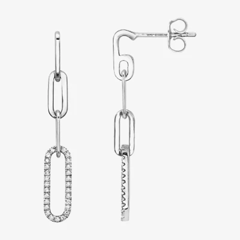 Effy Final Call Womens 1/5 CT. Natural White Diamond Sterling Silver Drop Earrings
