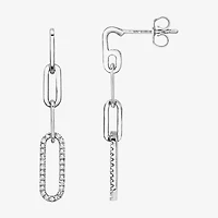 Effy Final Call Womens 1/5 CT. Natural White Diamond Sterling Silver Drop Earrings