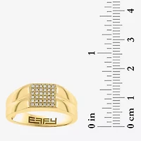 Effy Final Call Mens 1/6 CT. T.W. Natural White Diamond 14K Gold Over Silver Fashion Ring