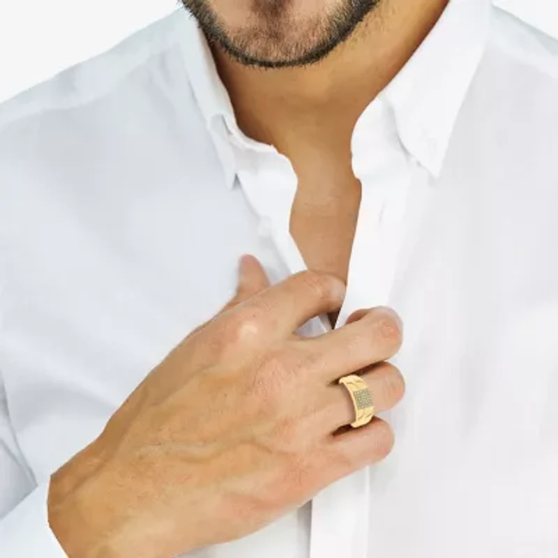 Effy Final Call Mens 1/6 CT. T.W. Natural White Diamond 14K Gold Over Silver Fashion Ring