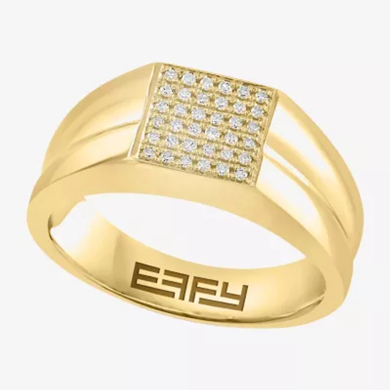 Effy Final Call Mens 1/6 CT. T.W. Natural White Diamond 14K Gold Over Silver Fashion Ring