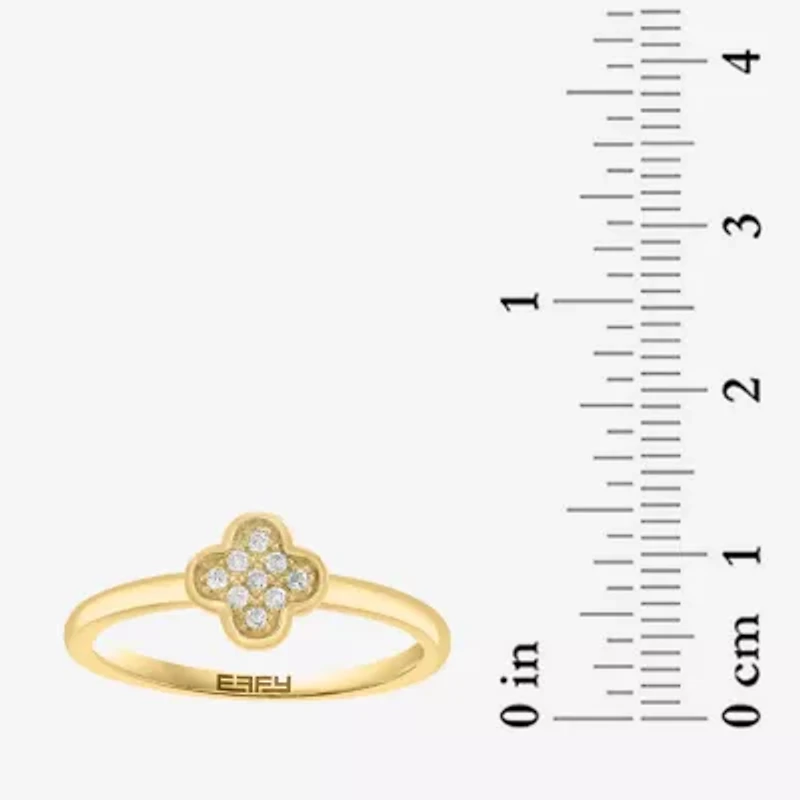 Effy Final Call Womens Diamond Accent Natural White Diamond 14K Gold Over Silver Clover Stackable Ring