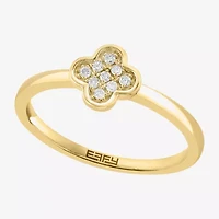Effy Final Call Womens Diamond Accent Natural White Diamond 14K Gold Over Silver Clover Stackable Ring