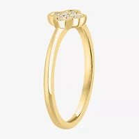 Effy Final Call Womens Diamond Accent Natural White Diamond 14K Gold Over Silver Clover Stackable Ring