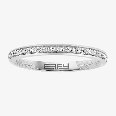 Effy Final Call Womens 2MM Diamond Accent Natural White Diamond Sterling Silver Band