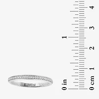 Effy Final Call Womens 2MM Diamond Accent Natural White Diamond Sterling Silver Band