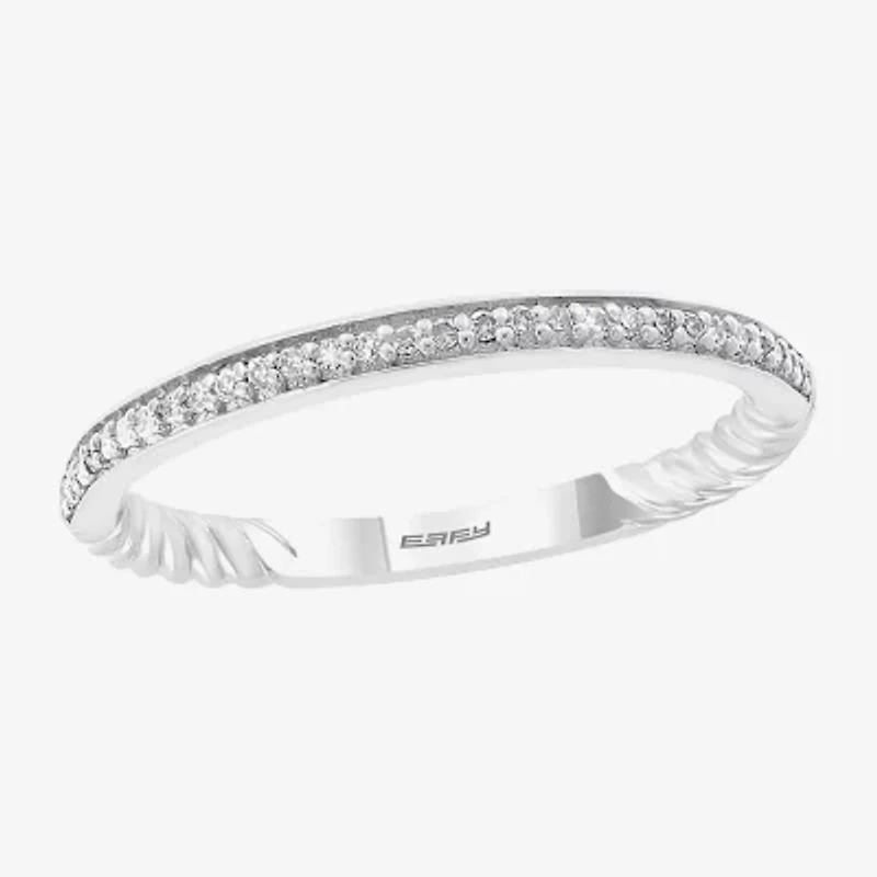 Effy Final Call Womens 2MM Diamond Accent Natural White Diamond Sterling Silver Band