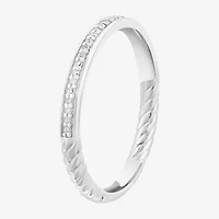 Effy Final Call Womens 2MM Diamond Accent Natural White Diamond Sterling Silver Band