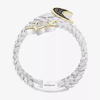 Effy Final Call Womens Diamond Accent Natural Black Diamond 14K Gold Sterling Silver Moon Star Cocktail Ring