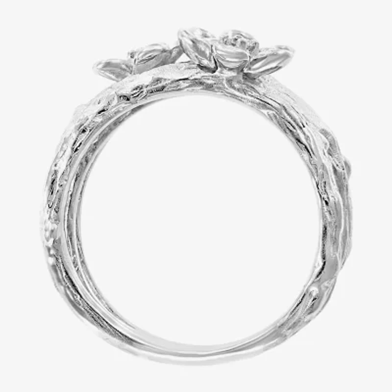Effy Final Call Womens Diamond Accent Natural White Diamond Sterling Silver Flower Cocktail Ring