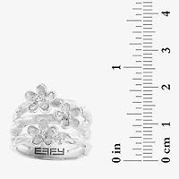 Effy Final Call Womens Diamond Accent Natural White Diamond Sterling Silver Flower Cocktail Ring