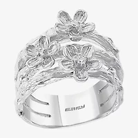 Effy Final Call Womens Diamond Accent Natural White Diamond Sterling Silver Flower Cocktail Ring
