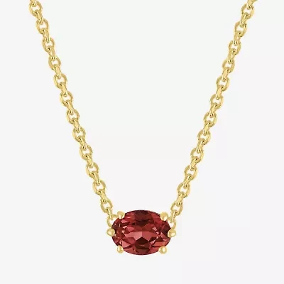 Gemstone 14K Gold Over Silver Oval 17.5 Inch Pendant Necklace