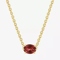 Gemstone 14K Gold Over Silver Oval 17.5 Inch Pendant Necklace