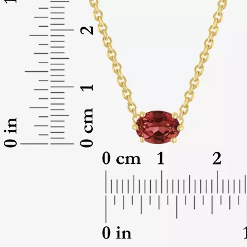 Gemstone 14K Gold Over Silver Oval 17.5 Inch Pendant Necklace