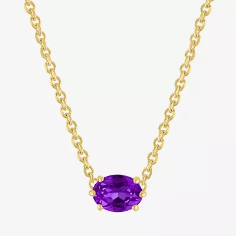 Gemstone 14K Gold Over Silver Oval 17.5 Inch Pendant Necklace