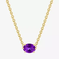 Gemstone 14K Gold Over Silver Oval 17.5 Inch Pendant Necklace