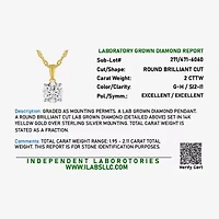 G-H, Si2-I1 Womens 2 CT. T.W. Lab Grown White Diamond Sterling Silver or 14K Gold over Round Pendant Necklace