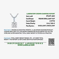 G-H, Si2-I1 Womens 2 CT. T.W. Lab Grown White Diamond Sterling Silver or 14K Gold over Silver Round Pendant Necklace