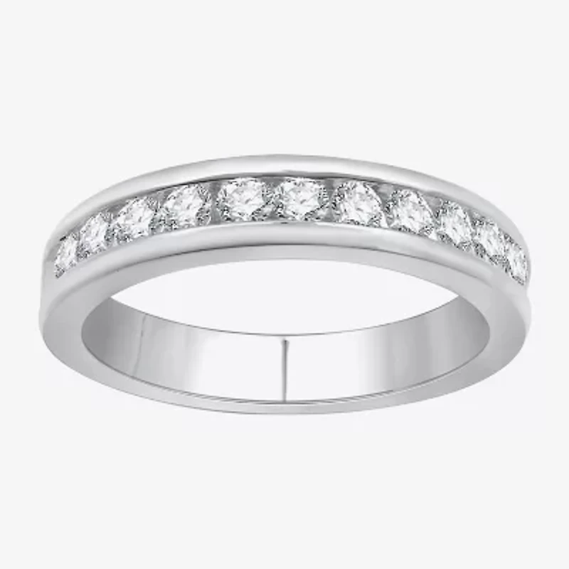 (H-1, I1) Womens 4MM 1/2 CT. T.W. Lab Grown White Diamond Sterling Silver Wedding Band