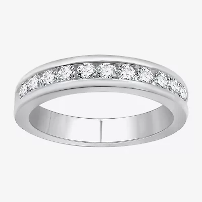 (H-1, I1) Womens 4MM 1/2 CT. T.W. Lab Grown White Diamond Sterling Silver Wedding Band