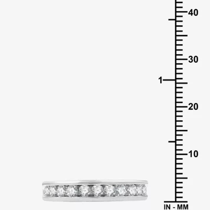 (H-1, I1) Womens 4MM 1/2 CT. T.W. Lab Grown White Diamond Sterling Silver Wedding Band