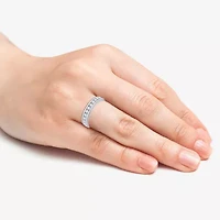 (H-1, I1) Womens 4MM 1/2 CT. T.W. Lab Grown White Diamond Sterling Silver Wedding Band