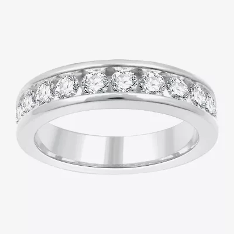 (H-1, I1) Womens 5MM 1 CT. T.W. Lab Grown White Diamond Sterling Silver Band