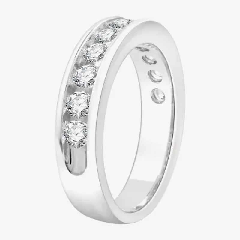 (H-1, I1) Womens 5MM 1 CT. T.W. Lab Grown White Diamond Sterling Silver Band