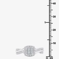 H -I/ I1 Womens 1/2 CT. T.W. Lab Grown White Diamond Sterling Silver Side Stone Halo Bridal Set
