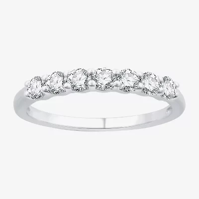 G,Si1-Si2) Womens 2MM 1 CT. T.W. Lab Grown White Diamond Sterling Silver Wedding Band