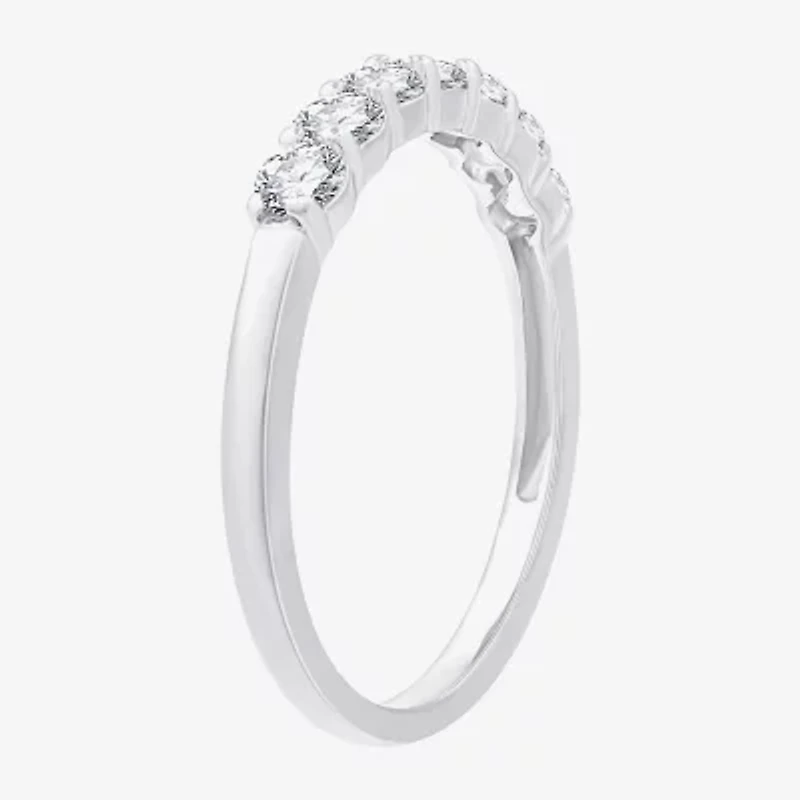 G,Si1-Si2) Womens 2MM 1 CT. T.W. Lab Grown White Diamond Sterling Silver Wedding Band