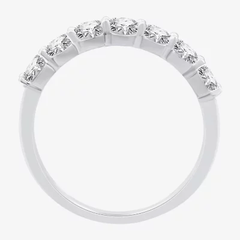 (G,Si1-Si2) Womens 2MM 1 CT. T.W. Lab Grown White Diamond Sterling Silver Wedding Band