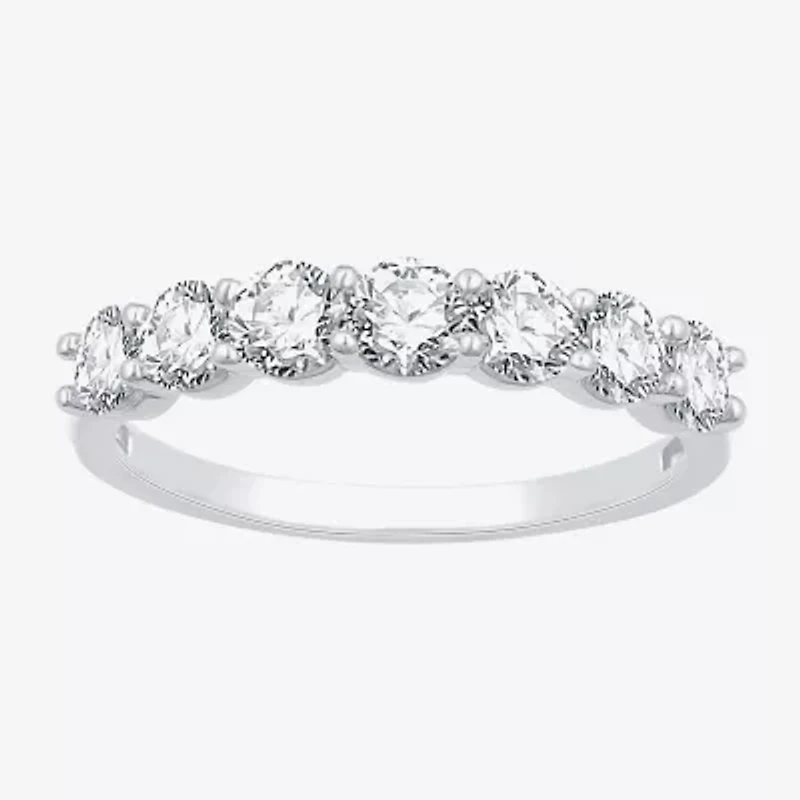 (G,Si1-Si2) Womens 2MM 1 CT. T.W. Lab Grown White Diamond Sterling Silver Wedding Band