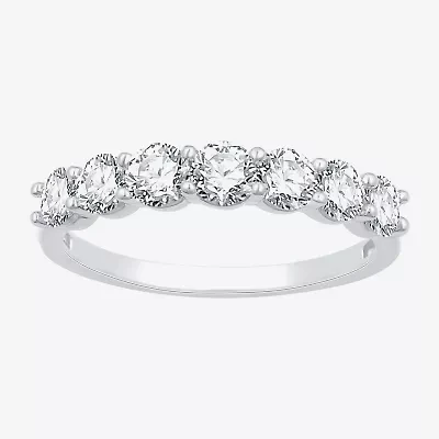 (G,Si1-Si2) Womens 2MM 1 CT. T.W. Lab Grown White Diamond Sterling Silver Wedding Band