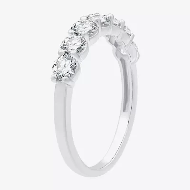 (G,Si1-Si2) Womens 2MM 1 CT. T.W. Lab Grown White Diamond Sterling Silver Wedding Band