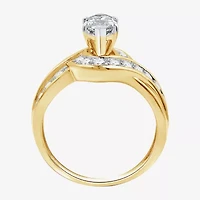 (G, Si1-Si2) Womens 2 CT. T.W. Lab Grown White Diamond 10K Gold Solitaire Side Stone Engagement Ring