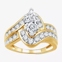 (G, Si1-Si2) Womens 2 CT. T.W. Lab Grown White Diamond 10K Gold Solitaire Side Stone Engagement Ring