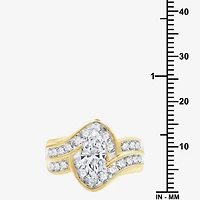(G, Si1-Si2) Womens 2 CT. T.W. Lab Grown White Diamond 10K Gold Solitaire Side Stone Engagement Ring