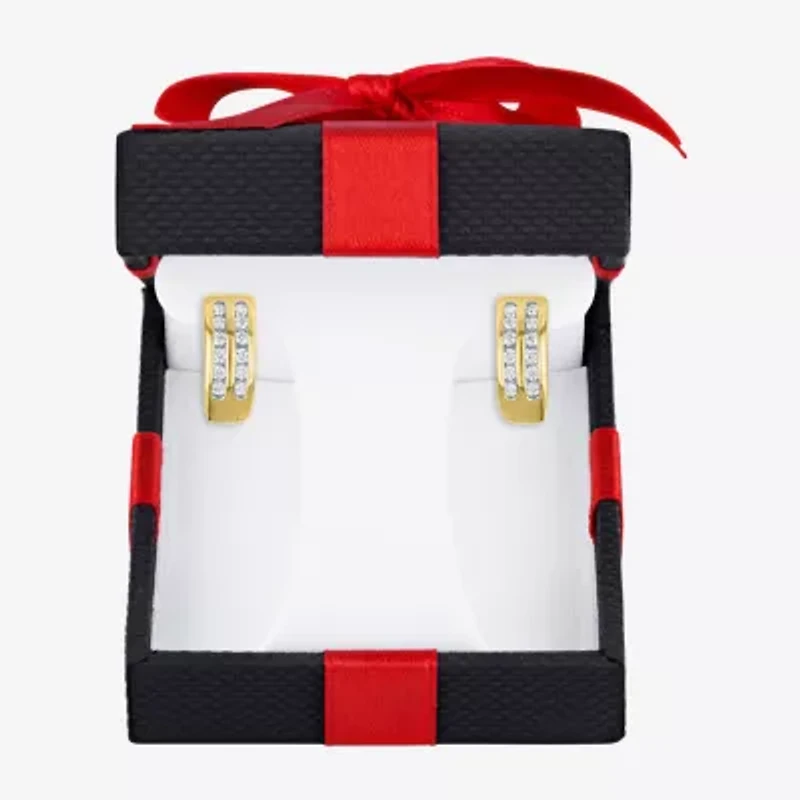 Yes, Please! Womens 1/4 CT. T.W. Lab Grown White Diamond Sterling Silver 11mm Hoop Earrings