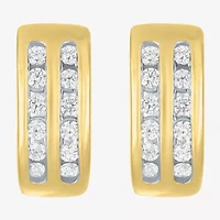 Yes, Please! Womens 1/4 CT. T.W. Lab Grown White Diamond Sterling Silver 11mm Hoop Earrings
