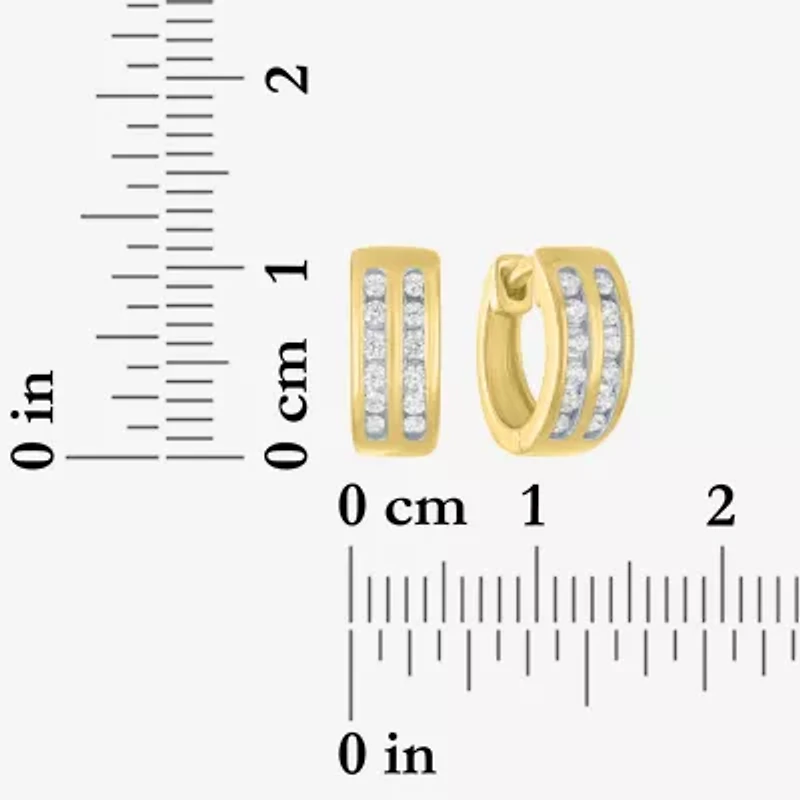 Yes, Please! Womens 1/4 CT. T.W. Lab Grown White Diamond Sterling Silver 11mm Hoop Earrings